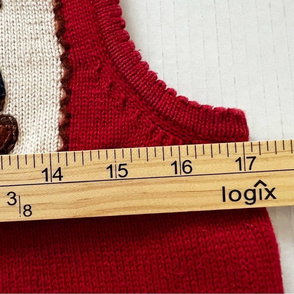 Marisa Christina Vintage Red Wool Blend Americana Teddy Bear Knit Sweater Vest S - Picture 15 of 16